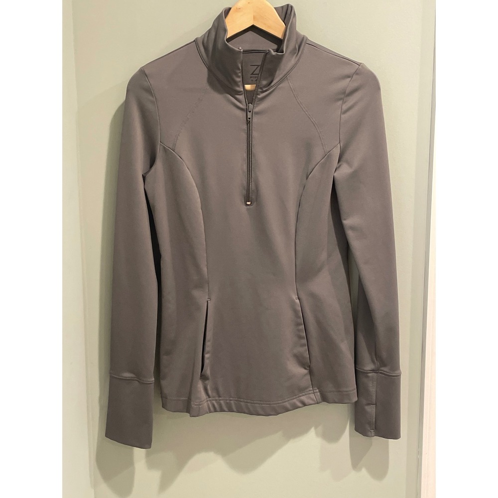 BYZELLA Women's Gray Long Sleeve Quarter Zip Athletic Pullover‎ Top Size S